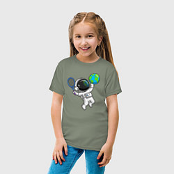 Футболка хлопковая детская Космический теннис, цвет: авокадо — фото 2