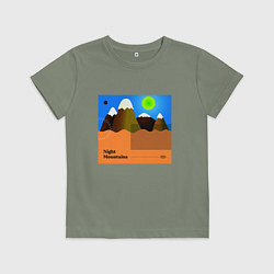 Футболка хлопковая детская Ночные горы, цвет: авокадо