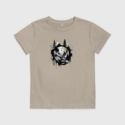 Футболка хлопковая детская Прыжок через медведя, цвет: миндальный