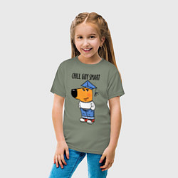 Футболка хлопковая детская Chill guy smart, цвет: авокадо — фото 2