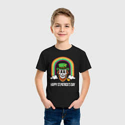 Футболка хлопковая детская Happy St Patricks day - skull, цвет: черный — фото 2