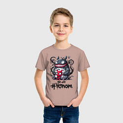 Футболка хлопковая детская Totoro-Venom and Spider-man, цвет: пыльно-розовый — фото 2