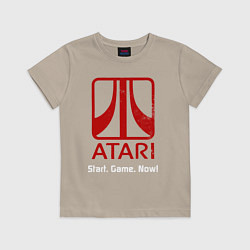 Футболка хлопковая детская Atari logo - start game now, цвет: миндальный