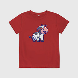 Футболка хлопковая детская Влюблённая коровка, цвет: красный