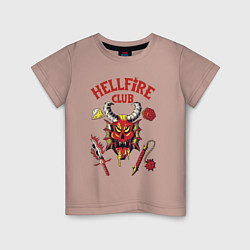 Футболка хлопковая детская Stranger things - hellfire club, цвет: пыльно-розовый