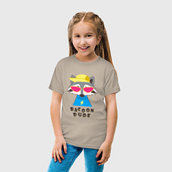 Футболка хлопковая детская Чува енот, цвет: миндальный — фото 2