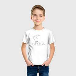 Футболка хлопковая детская Cry and keep going, цвет: белый — фото 2