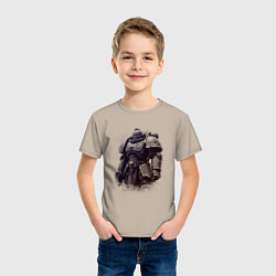 Футболка хлопковая детская Космодесантник после битвы, цвет: миндальный — фото 2