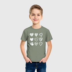 Футболка хлопковая детская Hearts love hand draw, цвет: авокадо — фото 2