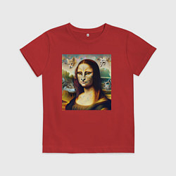 Детская футболка Мона Лиза превращается в кошку