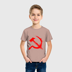 Футболка хлопковая детская Sickle and hammer red paint, цвет: пыльно-розовый — фото 2