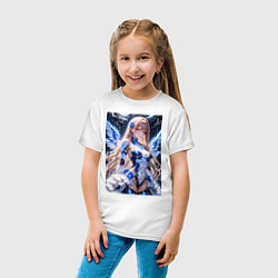 Футболка хлопковая детская Девушка с кибернетическими крыльями, цвет: белый — фото 2