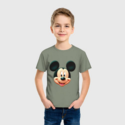 Футболка хлопковая детская Mickey mouse head, цвет: авокадо — фото 2