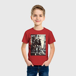 Футболка хлопковая детская Dude bull terrier is a New Yorker, цвет: красный — фото 2