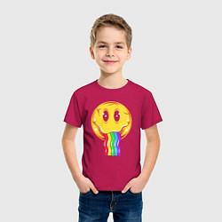 Футболка хлопковая детская Rainbow smile, цвет: маджента — фото 2