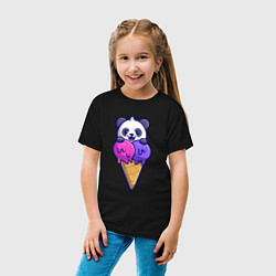 Футболка хлопковая детская Panda ice cream, цвет: черный — фото 2