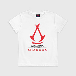Футболка хлопковая детская Assassins Creed Shadows - badge, цвет: белый