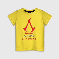 Футболка хлопковая детская Assassins Creed Shadows - badge, цвет: желтый