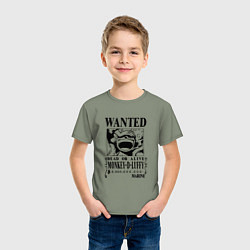 Футболка хлопковая детская Луффи - розыск, цвет: авокадо — фото 2