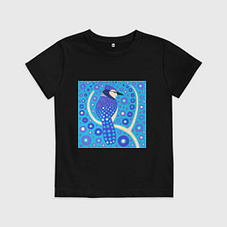 Футболка хлопковая детская Сойка, цвет: черный