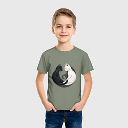 Футболка хлопковая детская Инь-ян кошки, цвет: авокадо — фото 2