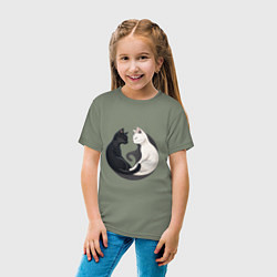 Футболка хлопковая детская Инь-ян кошки, цвет: авокадо — фото 2