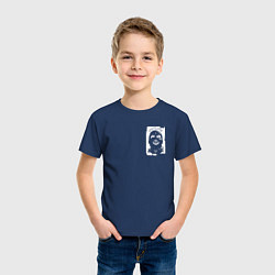 Футболка хлопковая детская Девушка с оскалом в маске, цвет: тёмно-синий — фото 2