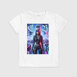 Футболка хлопковая детская Cyber girl Barbie - neon glow, цвет: белый
