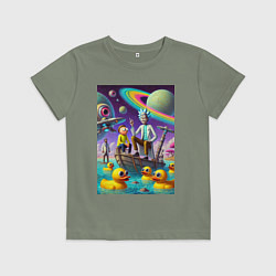 Детская футболка Рик и Морти в лодке - сюрреализм