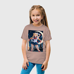 Футболка хлопковая детская Марин Китагава косплей Сейлор Мун, цвет: пыльно-розовый — фото 2