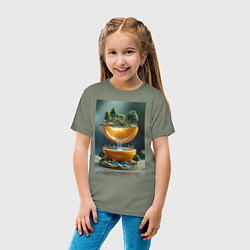 Футболка хлопковая детская Релаксирующий водопад спелых апельсинов, цвет: авокадо — фото 2