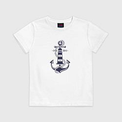 Детская футболка Морская эмблема - якорь и маяк