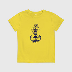 Детская футболка Морская эмблема - якорь и маяк