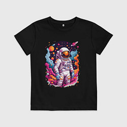 Футболка хлопковая детская Космонавт, цвет: черный
