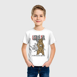 Футболка хлопковая детская Славянский мир - медведь, цвет: белый — фото 2