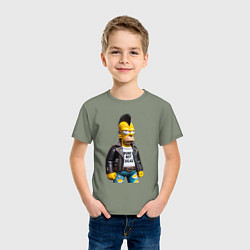 Футболка хлопковая детская The harsh Homer Simpson - punks not dead, цвет: авокадо — фото 2