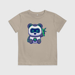 Футболка хлопковая детская Панда робот, цвет: миндальный