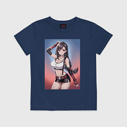 Футболка хлопковая детская Тифа Локхарт из Final Fantasy VII, цвет: тёмно-синий