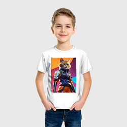 Футболка хлопковая детская Ультразверьки кошка, цвет: белый — фото 2