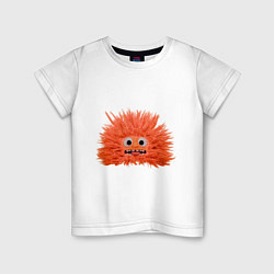 Футболка хлопковая детская Fluffy monster orange, цвет: белый