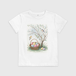 Детская футболка Пасхальная открытка, акварель