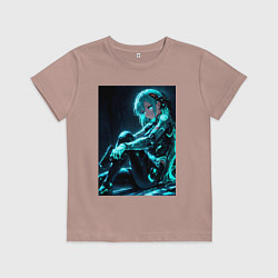 Детская футболка Девушка киборг в стиле Cyberpunk