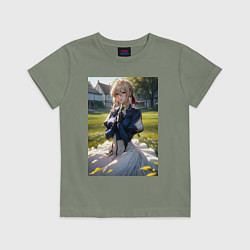 Детская футболка Вайолет Эвергарден на лугу