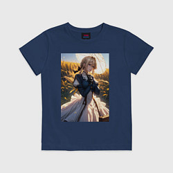 Детская футболка Вайолет Эвергарден на поле пшеницы