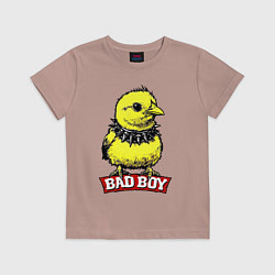 Футболка хлопковая детская Bad boy chicken, цвет: пыльно-розовый