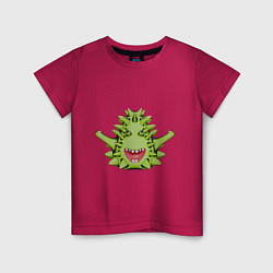 Детская футболка Cartoon monster with spikes green