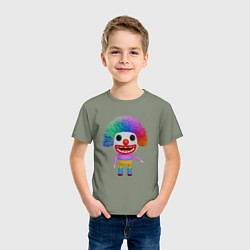 Футболка хлопковая детская Cartoon clown colorful, цвет: авокадо — фото 2