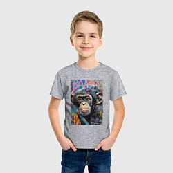 Футболка хлопковая детская Graffiti monkey, цвет: меланж — фото 2