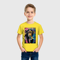 Футболка хлопковая детская Cute monkey, цвет: желтый — фото 2