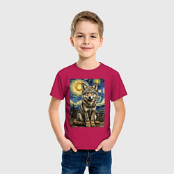 Футболка хлопковая детская Волчонок Ван Гог, цвет: маджента — фото 2